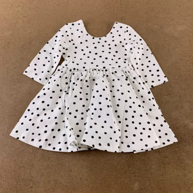 Ollie Jay Baby Girl Size 12/18 Months White Autumn Charcoal Dot Twirl Dress NWT