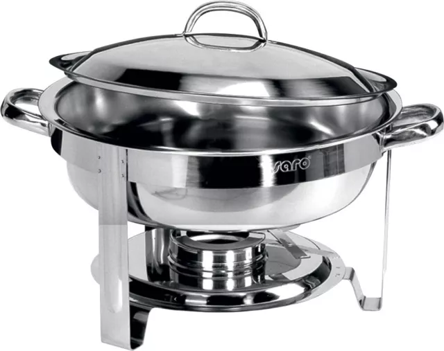 Chafing Dish rund Edelstahl hochglanzpoliert Speisenwärmer CNS Wasserbad