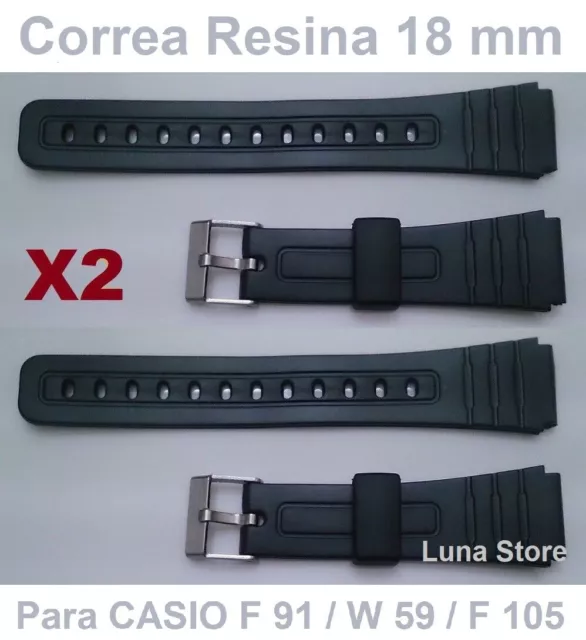 CORREA DE GOMA Para Reloj CASIO F-91W / W-59 / F-105W - 18 mm