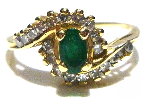 DESIGNER ADI 14K Yellow Gold Diamond & Colombian Emerald Estate Ring ...