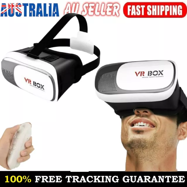 VR Box 3D Virtual Reality Headset Glasses Bluetooth With Remote For Game Movie