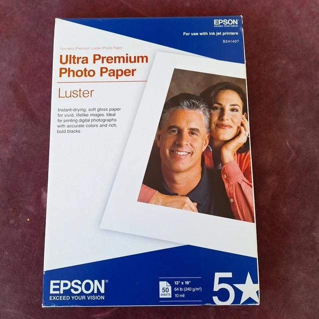 EPSON S041407 13X19 inch Ultra Premium Photo Paper Luster Sheets 50
