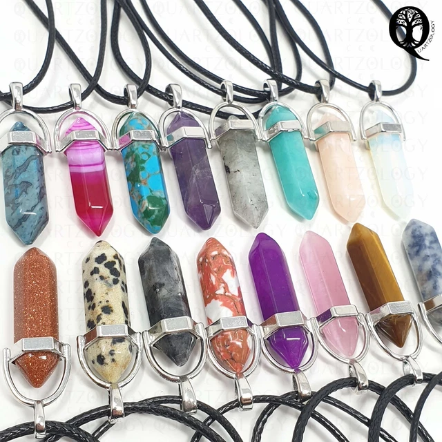 Natural Quartz Chakra Crystal Healing Point Cut Gemstone Pendant Reiki Necklace 3