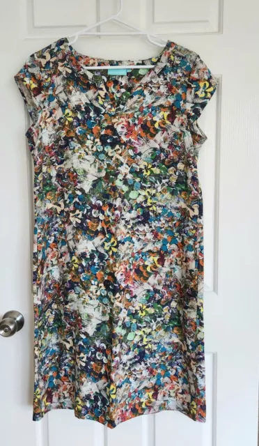 BLUE ILLUSION Floral Linen Capped Sleeve Womens Size S Dress