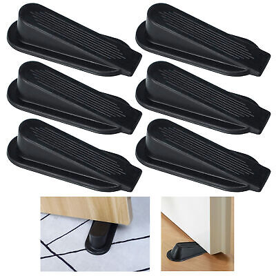 6 Pc Door Wedges Stoppers Wedge Black Plastic Doorstop Floor Carpet Holder 4"