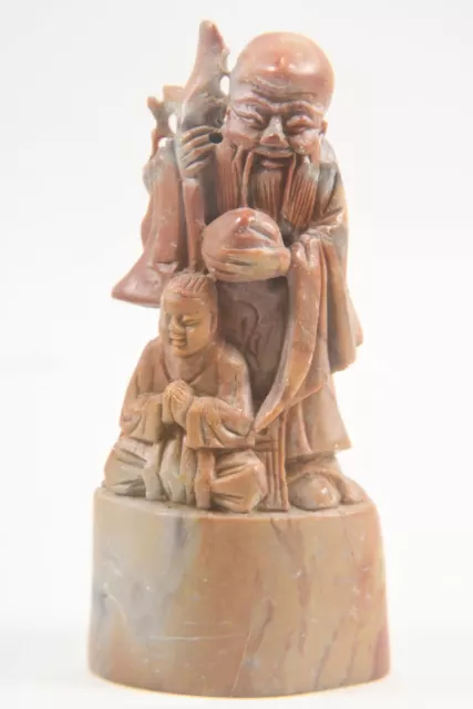 P08B47- China Jade Stein Figur Buddha und weiser Mann