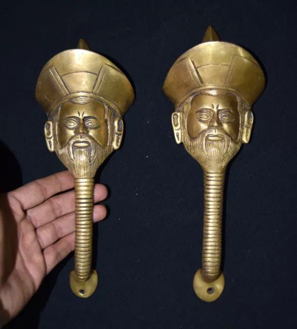 Brass Warrior Man Door Pull Old Warrior man Face Design Pakol On Head RU28 3