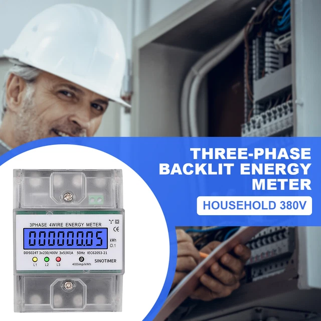 ELECTRIC ENERGY METER DIN Rail Electricity Usage Meter 5 80A 400V Electric energy meter din rail electricity usage meter 5 80a 400v