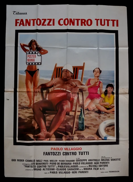 Manifesto Fantozzi Contre Tous Paolo Village Noir Famille Ferguson A71
