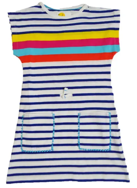 Mini Boden dress girls jersey breton rainbow stripe summer age 11 - 12  years