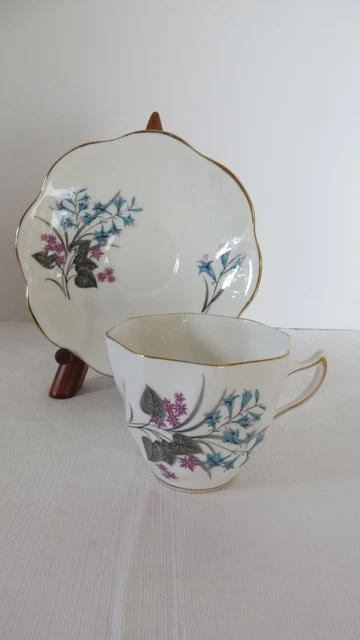 CROWN MARK BONE China Floral Teacup and Saucer from England 9.54