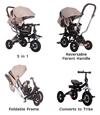 5 in 1 Tricycle Kids Trike, Tricycle Stroller Child Push Chair Reversible Seat