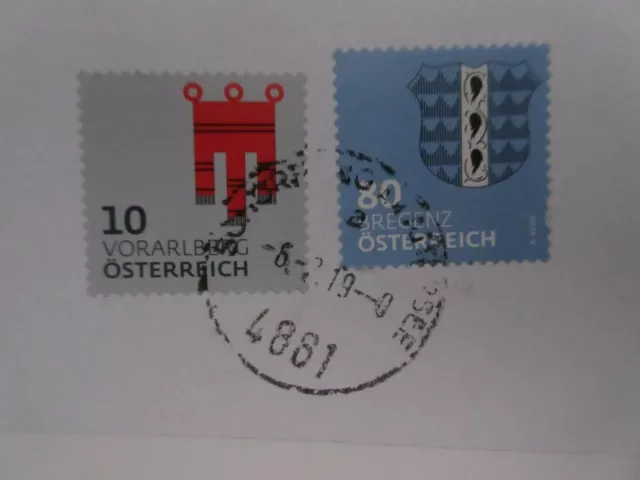 #562 Brief  Heraldik 2018 10+80 Cent Vorarlberg+Bregenz   MiNr. 3404+3406 2