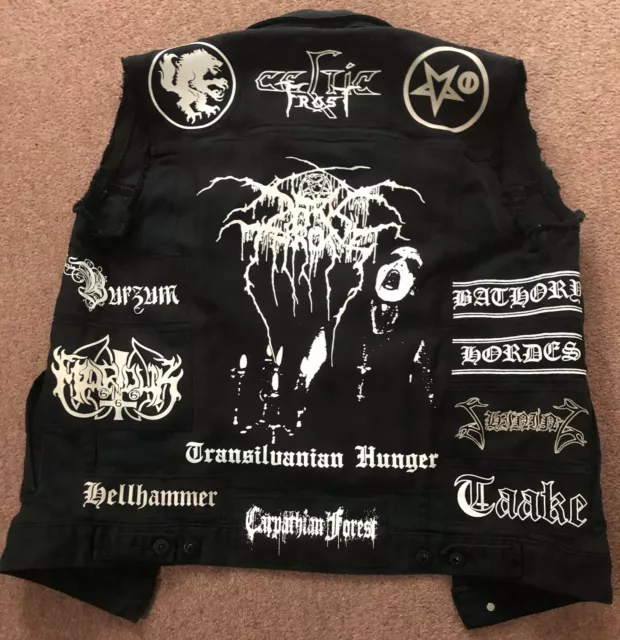 Black denim vest online metal