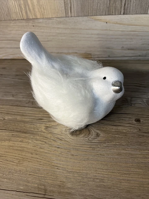 Adorable Ceramic White Dove Bird Figurine with Feathers