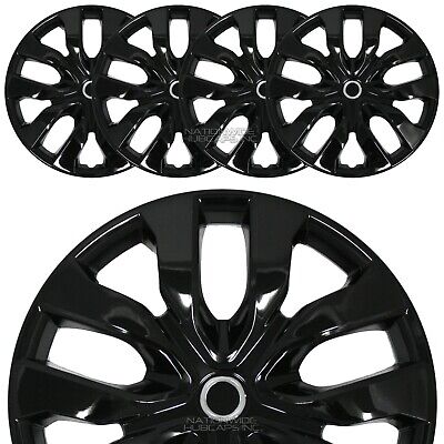 15" Set of 4 Gloss Black Wheel Covers Snap On Hub Caps fit R15 Tire & Steel Rim