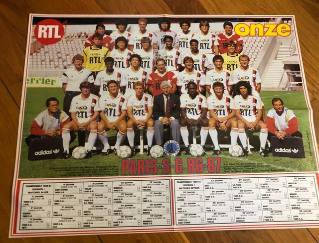POSTER VINTAGE ONZE Football Recto-Verso - Calendrier PSG 1983/1984 NANTES EUR 2,00 - FR