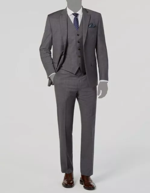 $699 Ralph Lauren Mens 38R Gray Classic Fit Wool 2 Piece Solid Suit Jacket Pants