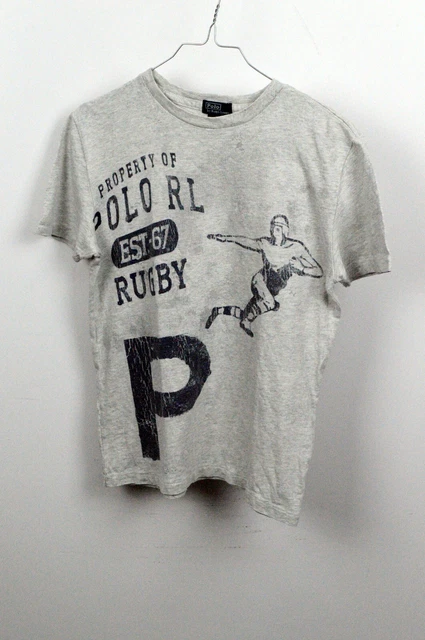Maglia Bimbo Ralph Lauren 10 Anni Maglietta Cotone Grigio Manica Corta T-Shirt
