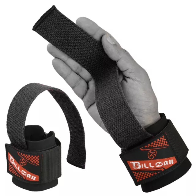 Weight Lifting Bar Straps Gym Bodybuilding Wrist Support Wraps Bandage Black