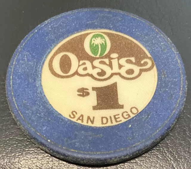 Old Vintage 1976 Calif Card Room Chip - $1 - Oasis Cardroom - San Diego Ca