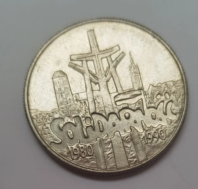 Polen 10.000 Zloty 1990 auf 10 Jahre Solidarnosc CuNi unzirkuliert