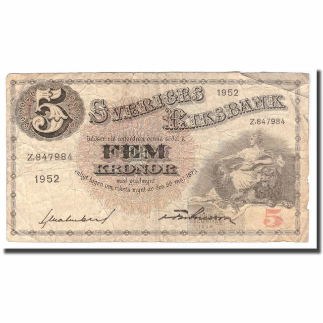 [#216492] Geldschein, Schweden, 5 Kronor, 1952, 1952, KM:33ai, SGE