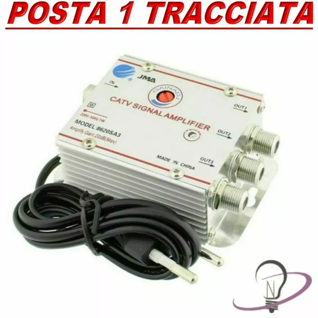 Amplificatore Segnale Antenna  Televisione Tv Digitale Terrestre Con 3 Uscite