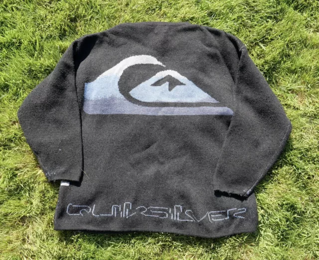 Vintage Quiksilver Crew Neck Back Graphic Retro Rare Jumper Size XL