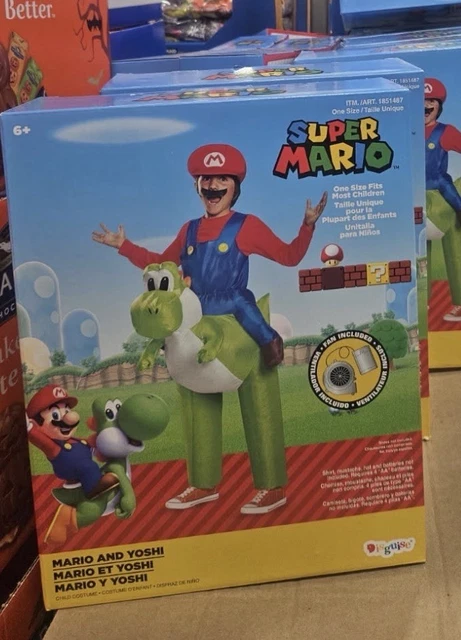 DISGUISE SUPER MARIO Bros. Mario Riding Yoshi Inflatable Costume New £ ...