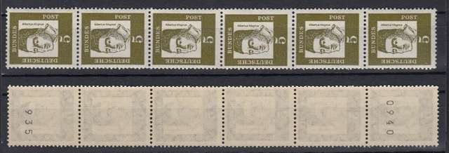 Bund 347y RM 6er Streifen ungerader + gerader Nr. Bedeutende Deutsche 5 Pf **