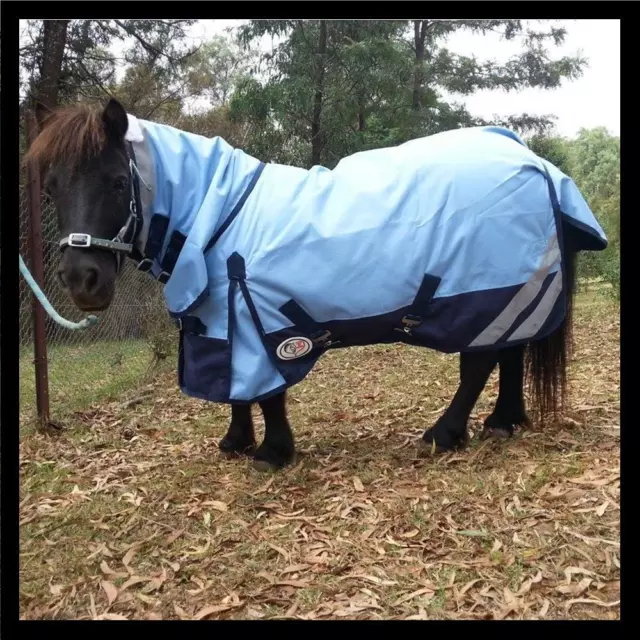 LOVE MY HORSE 4'6 1200D Mini Rainsheet Ripstop Waterproof Combo Rug Blue
