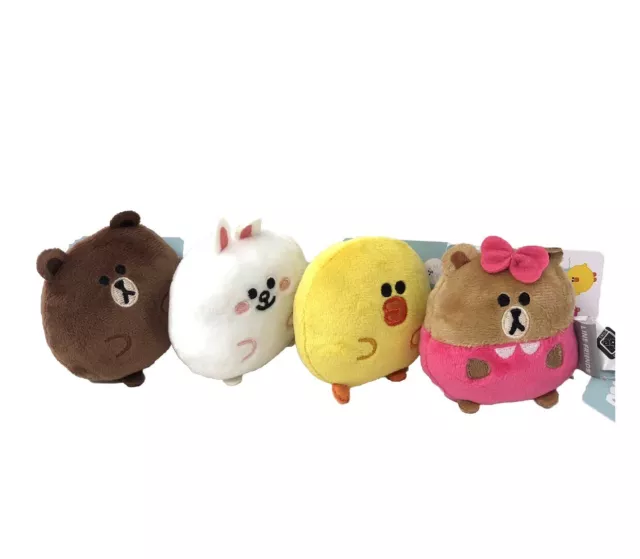 LINE FRIENDS Mini Plush Set Of 4 CONY, CHOCO, BROWN & SALLY Pong Pong Toy 3” New