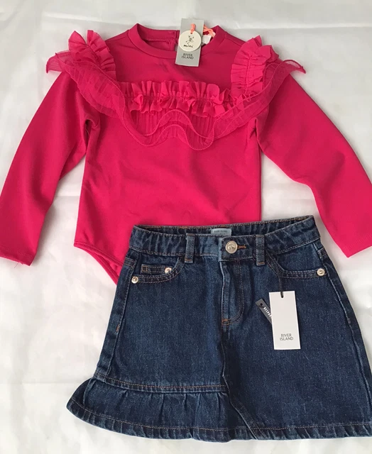 Gonna con fronzoli River Island mini ragazze età 18-24 mesi nuova con etichette
