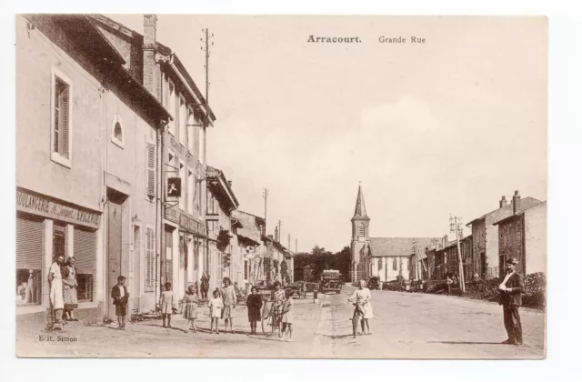 ARRACOURT Meurthe et moselle CPA 54 la grande rue enfants boulangerie epicerie