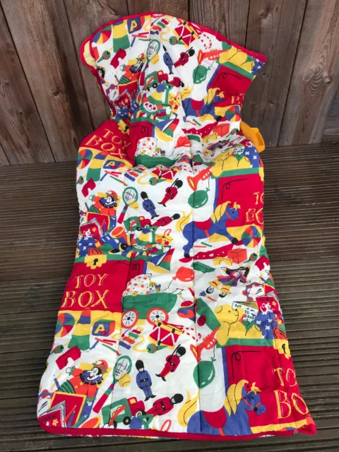 Vintage Retro Childrens Toy Box Patterned Colourful Single Sleeping Bag Camping