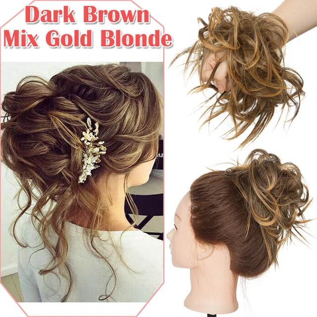 AU Curly Messy Bun Fake Hair Piece Scrunchie Updo Hair Extensions Soft As Human