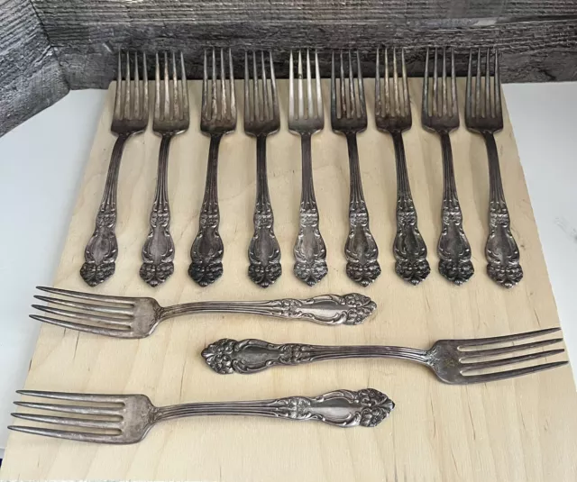 VTG Reed & Barton Silverplate Tiger Lily Festivity 12 Dinner Forks Flatware