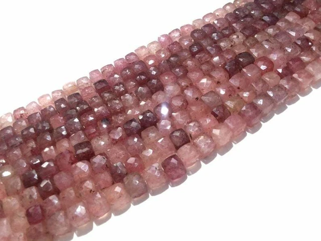 AAA Fraise Quartz Cube Forme Perles 7-8mm Facettes Boîte 8 " Brin