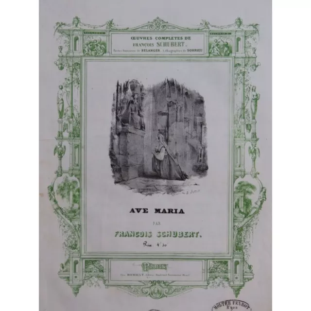 SCHUBERT Franz Ave Maria Chant Piano ca1835