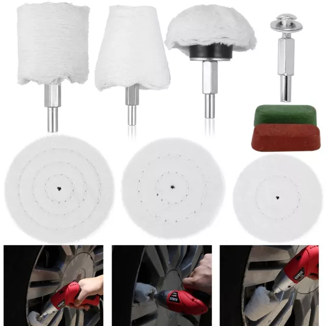 9Pcs Polishing Buffing Pad Mop Wheel Drill Kit Manifold Aluminum Stainless Wood