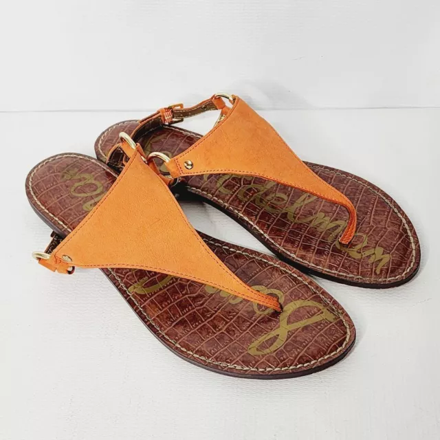 Sam Edelman Womens Orange Brown Greta Leather Thong Sandal Size 10M