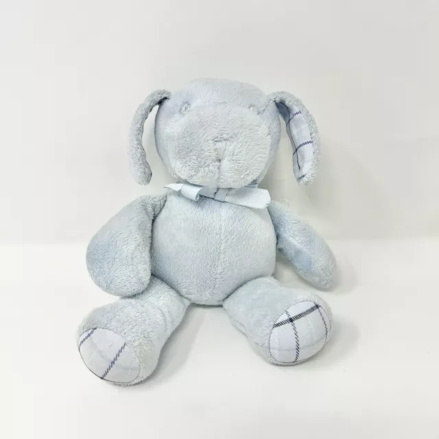 Polo Ralph Lauren Light Blue Plush Bear Plush Puppy Dog Plaid Ears 8” Rare