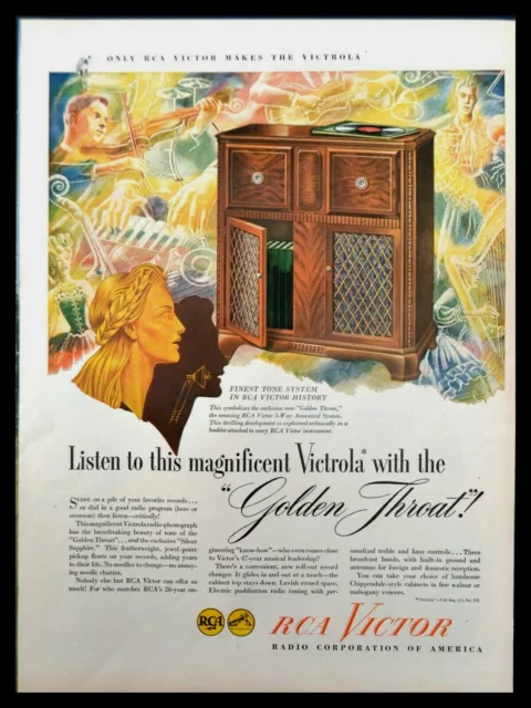 1946 RCA Victor Radio Advertisement Golden Throat Victrola Musician Vtg Print AD