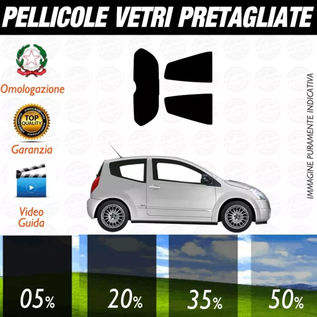Fiat Grande Punto Evo 3P dal 2006 ad Oggi Pellicole Oscuramento Vetri Auto  Pre Tagliate a Misura - 05% : : Auto e Moto