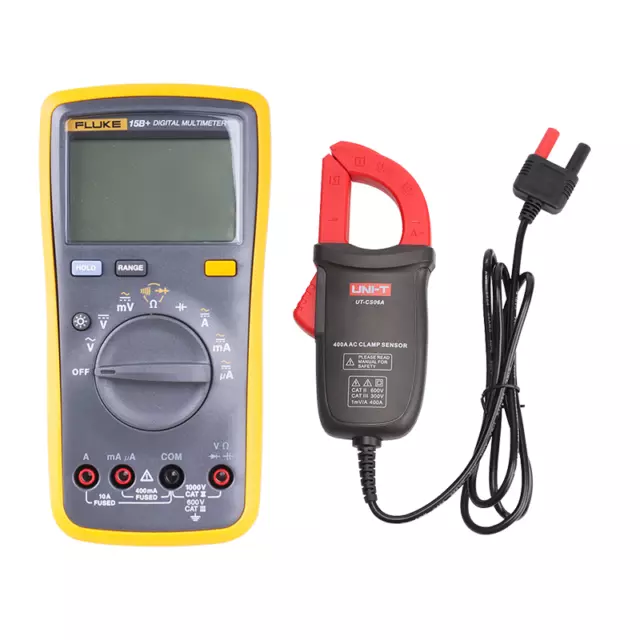 Fluke 15B+ Digital Multimeter with UT-CS06A 400A AC Current Clamp Sensor