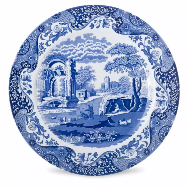 Spode Buffet Plate with Blue Italian Pattern and Earthenware Material -30.5cm