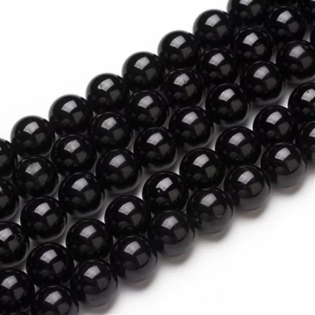 Natural Black Tourmaline Beads Strands, 6MM Round