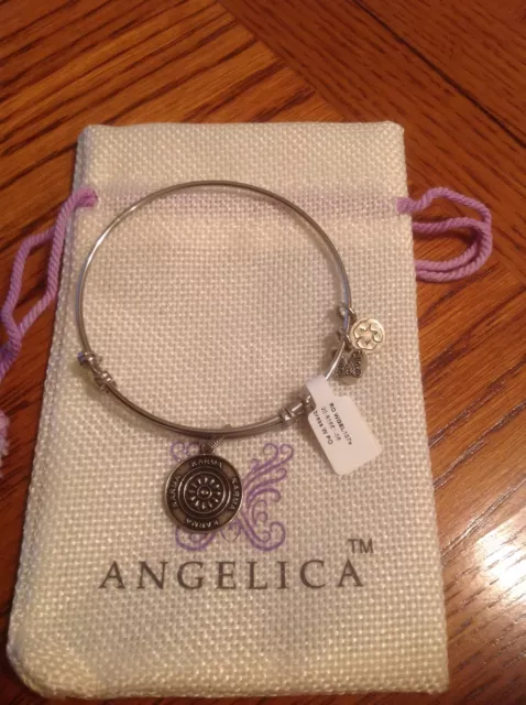 Angelica "Silver Tone" Karma White Finish Brass Expandable Bangle NWT