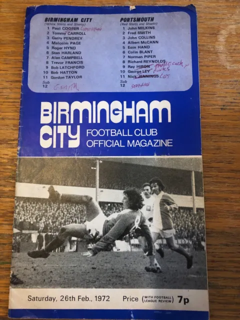 1971-72 (Feb) Birmingham City v Portsmouth - Division Two